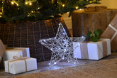 Festive LED Mesh Trees Festive Christmas BO Silver Lit Shimmer Star With Timer 30cm